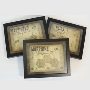 Framed artwork of molecular structures - lot of 3